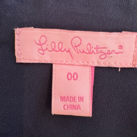 Lilly Pulitzer Gabi Dress Sequins Size 00 Navy Blue White Sleeveless - Picture 6 of 6